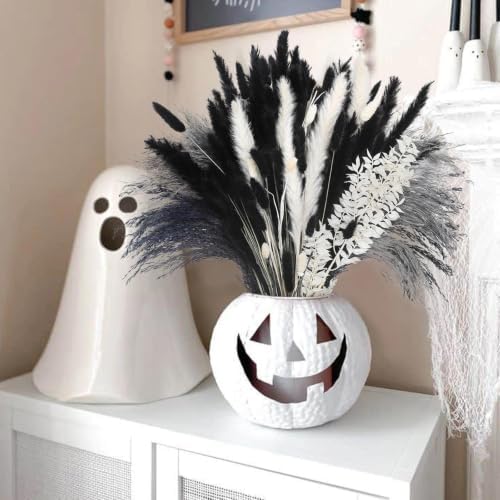 N&T NETING Black Dried Pampas Grass Boho Set for Crafts Centerpiece, 102Pcs