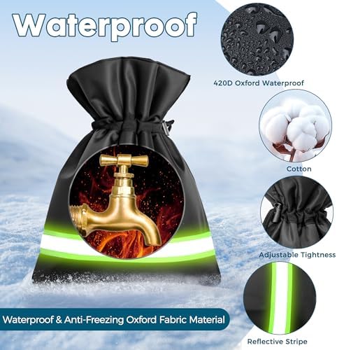 Outdoor Faucet Cover for Winter - Freeze Proof Spigot & Hose Bib Protector, 4 Pack Heavy-Duty Insulated Cover with Drawstring, 420D Waterproof (7”x10.2”) | 2026 Upgraded Version