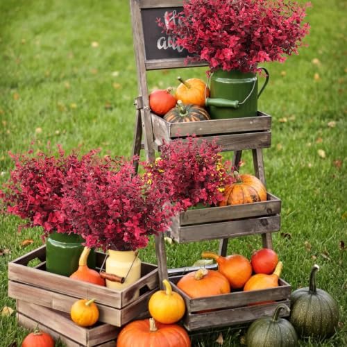 RECUTMS 13.8" 12 Bundles Artificial Flowers for Outdoors Faux Boxwood Plant
