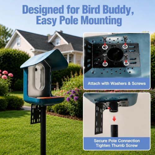 Onlyfly Bird Feeder Pole Stand – 60 Inch Height Feeding Station with 1-Inch Dia Heavy Duty for Hanging Feeders, 2026 Upgraded Bird House Pole Mount Kit for Outdoor, Slip-Fit Connection