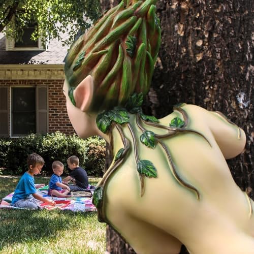 Outdoor Statues Decoration Fairy Tree Hugger Face Sculpture Peeker Courtyard Decoration Fairy Garden Ornament Figurines Art Yard Tree Hugger