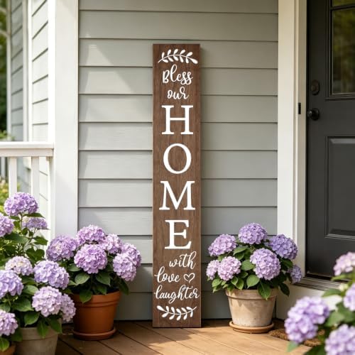 Welcome Sign for Front Door Porch, Bless Our Home Signs 47"