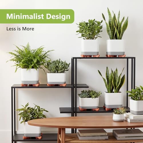 Li&Zhao 20pcs Pot Feet with 5pcs Fertilizer Cages, Plant Stand Risers for Indoor Outdoor Planters, Ceramic Pot Feet and Plant Stand Support for Gardening, Durable Pot Feet for Outdoor Planters(Brown)