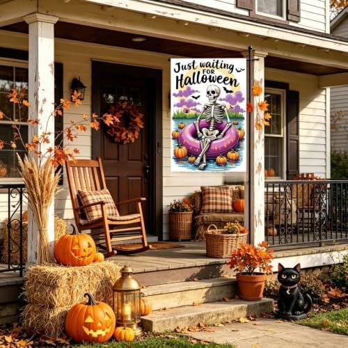 Pumpkin Halloween Garden Flags 12x18 Double Sided,Skull Yard Flags Outside