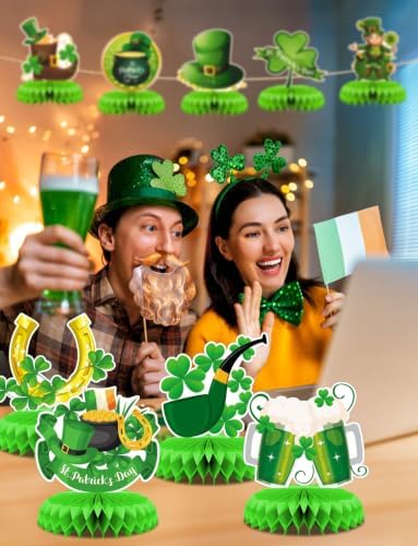 9Pcs St Patricks Day Table Decorations, Green St. Patrick's Day Centerpiece