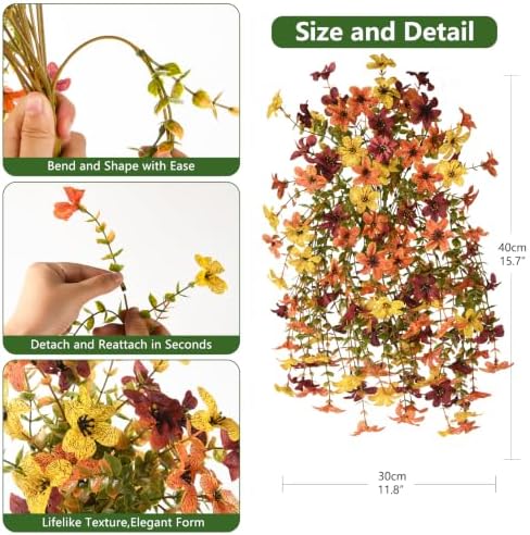 Homsunny Artificial Fake Mums Fall Flowers for Outdoor Decoration