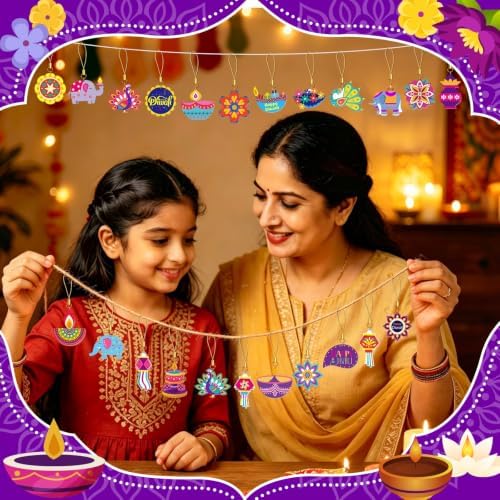 36Pcs Diwali Ornaments, Double Side Acrylic Diwali Hanging Decor