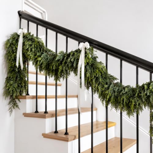 Hananona 9 FT Christmas Garland, Real Touch Cedar Garlands, 1 Pcs