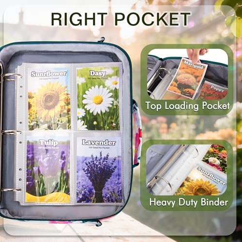 Seed Storage Organizer Binder with 20 Reusable Seed Envelopes