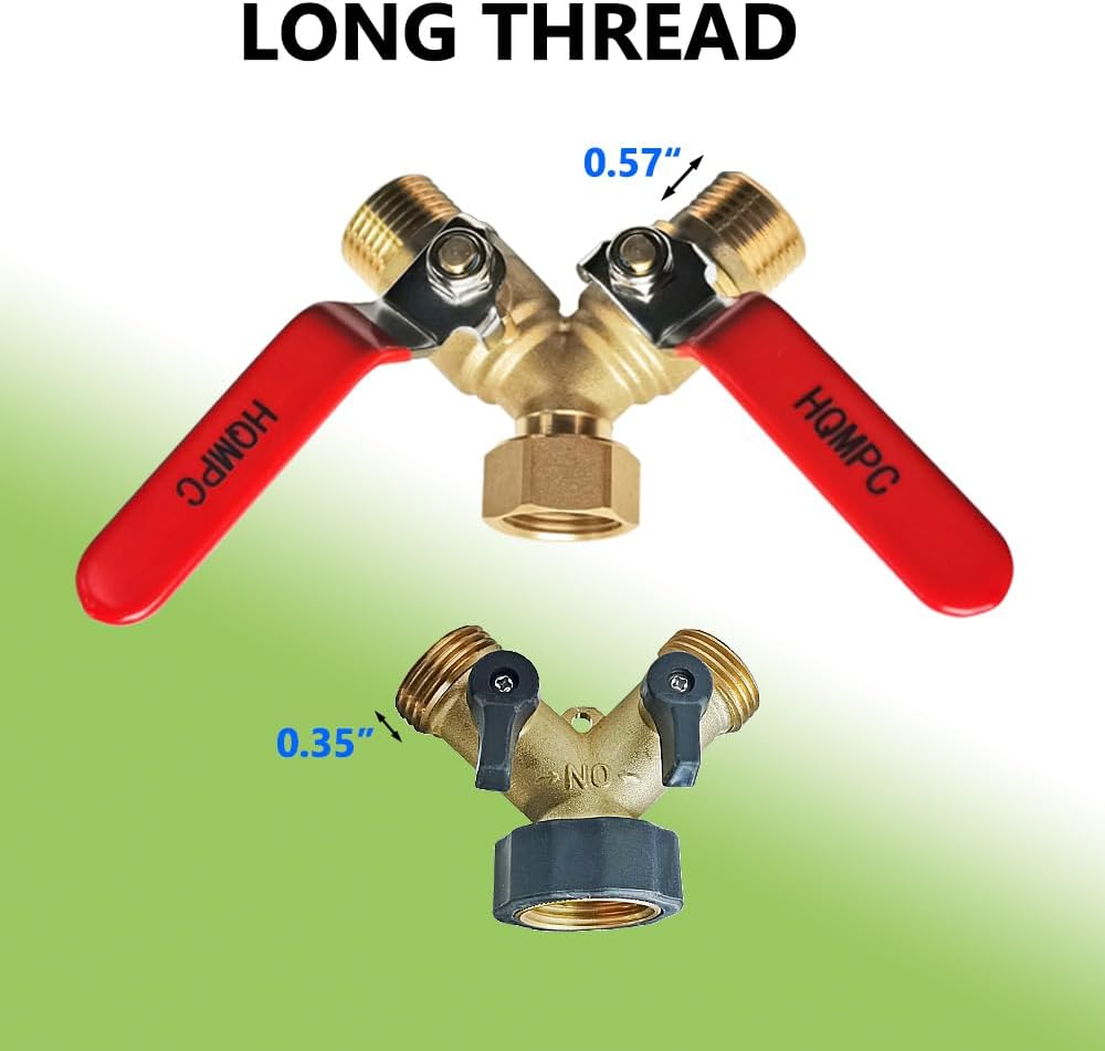 Garden Hose Y Valve Splitter Brass Hose Splitter With Stainless Steel Long Handle Brass Garden Hose Adapter 2 Way Y