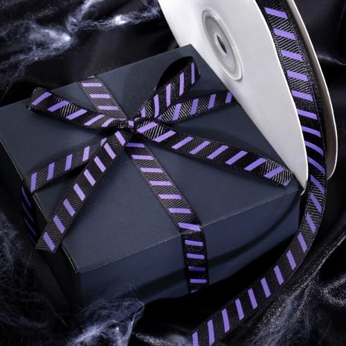 Halloween Ribbon for Crafts Black and Purple Grosgrain 71 Yard