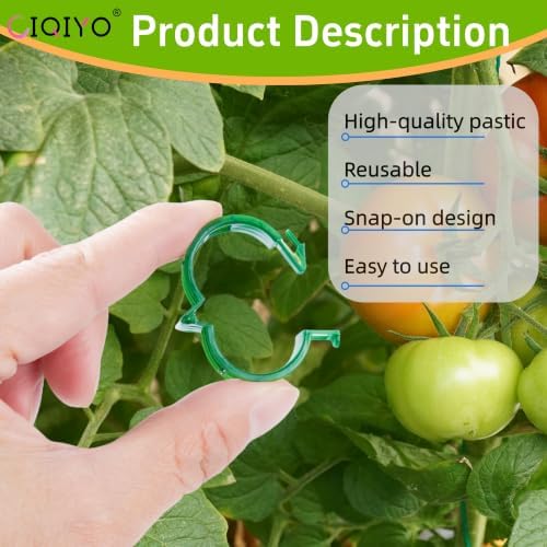 CIQIYO® 300 Pcs Plant Support Clips,Plastic Clips for Securing Plants,Tomato Vine Clips,Plant Fixing Clips,Garden Clips for Climbing Plants,Grape and Vine Vegetables (300, Green)