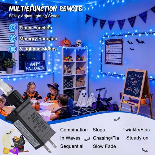 JMEXSUSS 200 LED 66Ft Blue Christmas Halloween String Lights Indoor Outdoor