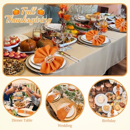 Fall Thanksgiving Pumpkin Napkin Rings Set of 12, Thanksgiving Table Decor