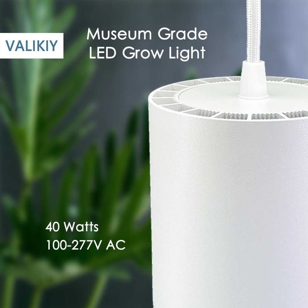 Hanging Grow Light 40W Large, Full Spectrum Warm White Color Plant Lamp, 120V Plug-in with Timer, 15FT Fabric Power