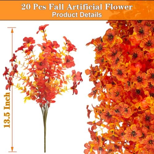 20 Bundles Fall Artificial Mums UV Resistant Outdoor Porch Harvest Decor