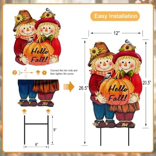 Fall Decorations Outdoor,Thanksgiving Scarecrow with Pumpkin Garden Decor