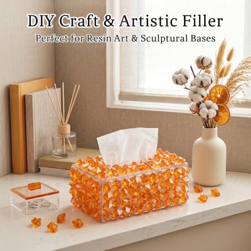 160 Pieces Orange Acrylic Fake Ice Rocks, Vase Fillers for Fall Table Decor