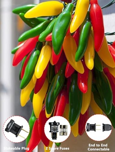13.6FT Christmas Chili Pepper String Lights, 35 LED Bulbs, Plug in