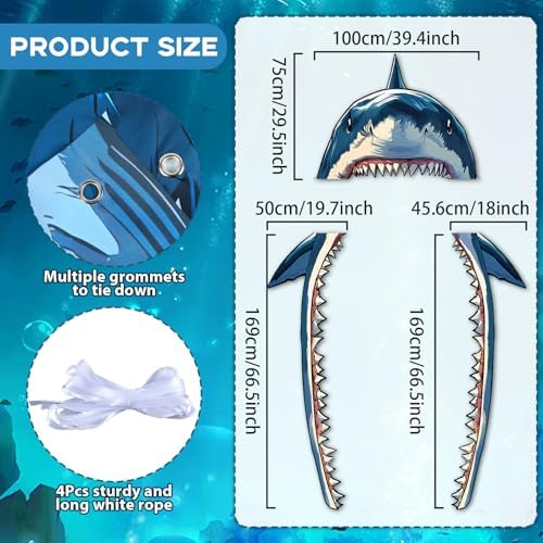 Shark Party Porch Banner Ocean Birthday Door Cover Decorations Backdrop