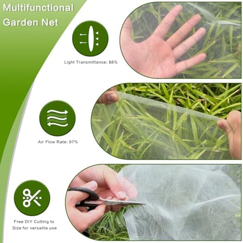 Garden Netting, 4'x20' Fine Mesh Net, Guard Veggies, Fruits & Flowers