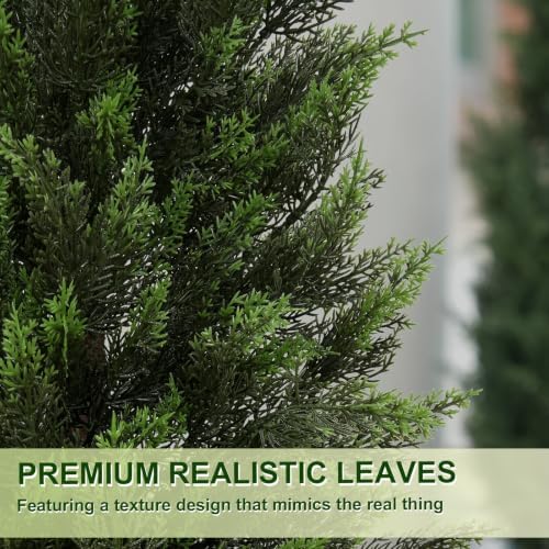 VIVATREES 4FT Artificial Topiary Cedar Trees, UV-Resistant Faux Evergreen Outdoor Plants, Artificial Pine Tree for Outdoor Front Porch Patio Entryway Decor, Set of 2