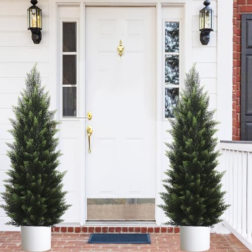 4FT Artificial Cedar Topiary Tree, Set of 2