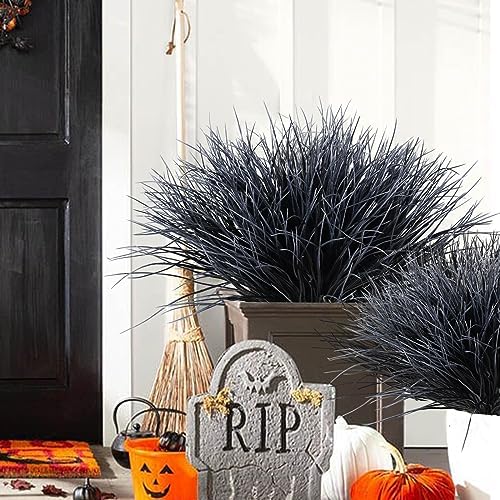 RECUTMS Black and White Plants Halloween Faux Bush Artificial Onion Grass