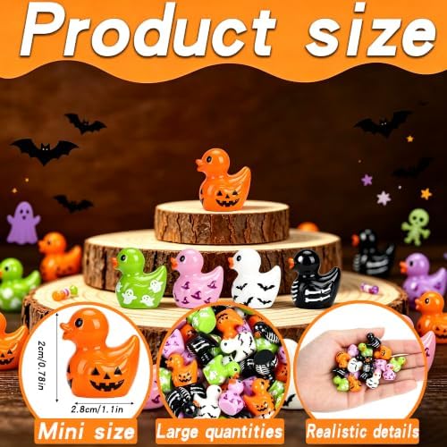 120Pcs Halloween Mini Resin Ducks Miniature Halloween Trinkets