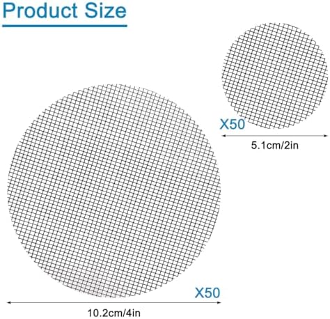 100 Pcs Flower Pot Hole Mesh Pad, Rounds Plant Drainage Screens Gasket, Plastic Drainage Hole Pot Bonsai Mesh, Bonsai Bottom Grid Mat, Keep Soil from Flowing Away (2 inch & 4 inch)