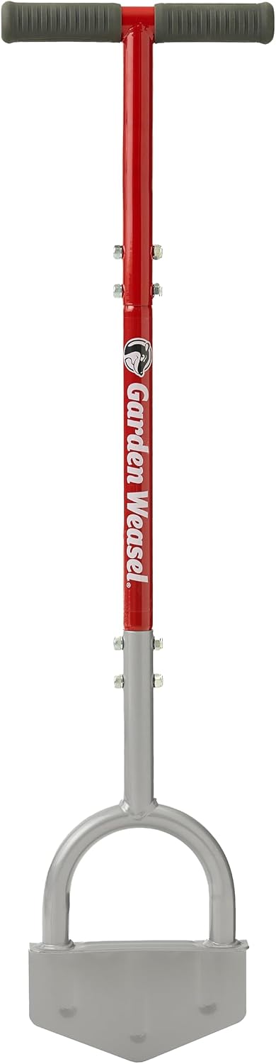 Garden Weasel Edger Chopper Lawn Tool for Garden Beds Sidewalks Patios | Steel half-moon blade sod cutter with T-grip
