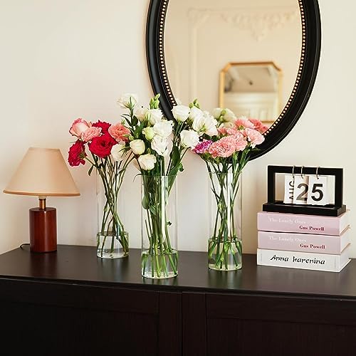 7pcs Glass Cylinder Vases for Centerpieces - 10 Inch Tall Glass Vases for Flowers, Hurricane Candle Holders Floating Candle Vase for Table Centerpiece Formal Dinners Home Decor