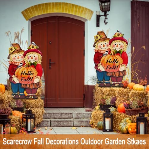 Fall Decorations Outdoor,Thanksgiving Scarecrow with Pumpkin Garden Decor