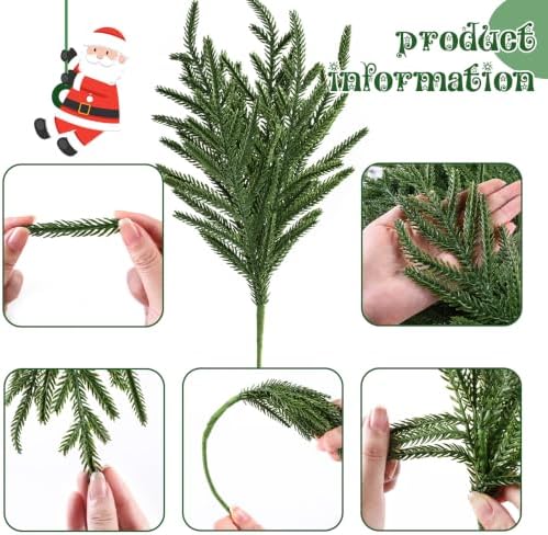 JOICEE 32Pcs 18" Real Touch Norfolk Pine Branches Artificial Faux Plants