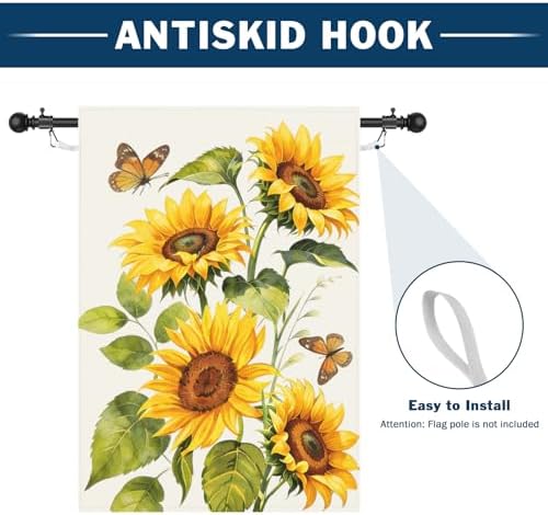 Summer Sunflower Garden Flag 28 x 40 Inch Double Sided Spring Yellow Flower Yard Flags Large Size Floral Summer Seasonal Outdoor Decor Farmhouse Small Flag for Lawn Outside