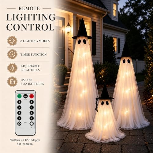 3 Packs Halloween Decorations Outdoor - Ghost Decor Halloween