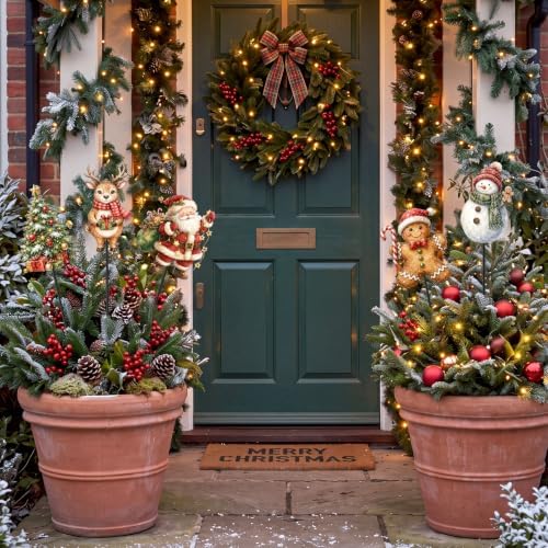 Roowest 5 Pack 12'' H Metal Christmas Yard Stakes Outdoor Decorations