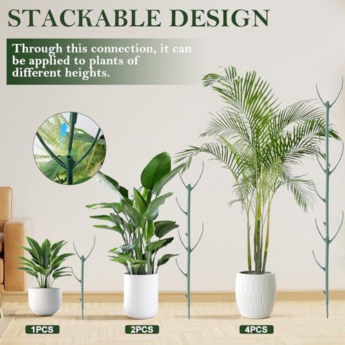 12pcs Plant Support Stakes, Monstera Plant Support Stakes for Indoor Plants with 20 Meter Binding Wire, 2 Meter Velcro Roll and 50 pcs plant clips, Perfect for Supporting Monstera and Climbing Plants