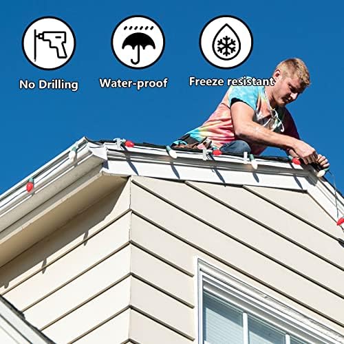 100 Pcs Christmas Light Clips Outdoor 3/4'' - 7/8" for Roof Gutters