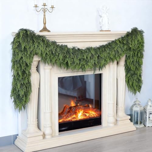 6FT 2Pcs Artificial Christmas Cedar Garlands for Home Fireplace Decoration