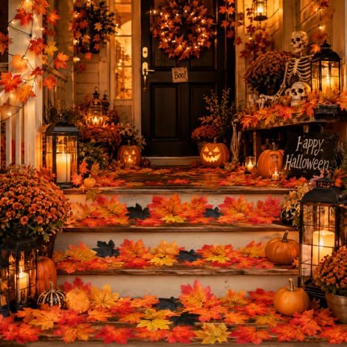 Fake Leaves 3.4 inch Fall Leaves Decor for Halloween Thanksgiving