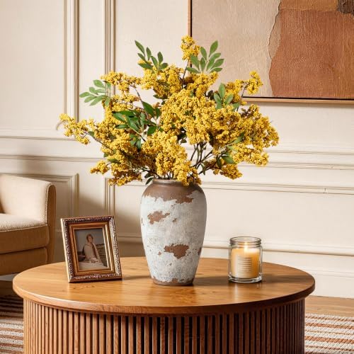 4 Pcs 31" Artificial Berry Stems, Faux Nandina Berries, Yellow