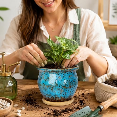 Plant Pots, 4.5 Inch Ceramic Pots for Plant with Drainage, Succulent Pots
