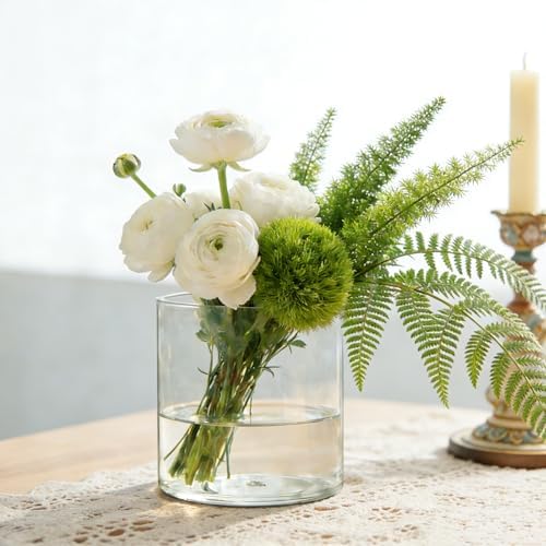 Acrylic Flower Vase Cylinder, 3 Packs Clear Plastic Vase for Centerpieces - Shatterproof Wedding, Event & Home Decor Vase,3.94", 4.72", 5.9" Short Round - 3 Pcs Clear