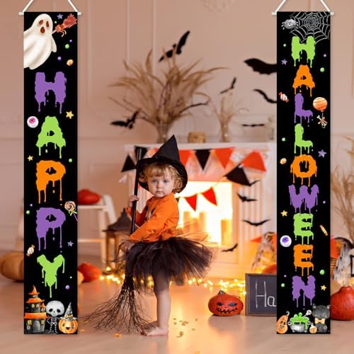 Avezano Halloween Door Banner Spooky Ghost Halloween Party Decorations