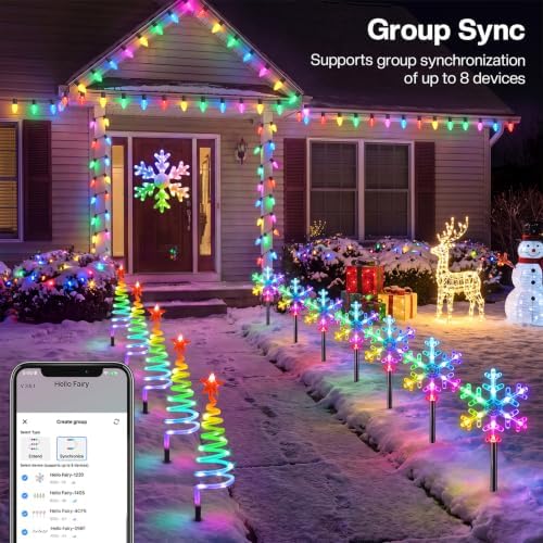 FREECUBE 6 Pack Smart Snowflake Pathway Lights with APP & Remote Control, RGB DIY, Music & Timer, 80+ Scene Mode Lighted Snowflake Christmas Decorations for Yard, Patio, Walkway