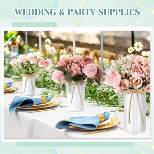Zonon Farmhouse Vase Decor, Galvanized Flower Bucket,White,3 Pcs