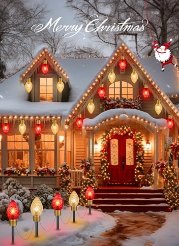Strawberry Jumbo C9 Christmas Pathway Lights Outdoor, 8.5 FT 5 LED