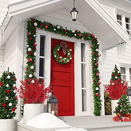 Sggvecsy 6 Pack Artificial Red Berry Stems Christmas Red Berries Holly Berry Branches 25.2 Inches Fake Burgundy Berry Picks for Floral Arrangements Christmas Tree Holiday Home DIY Crafts Decor