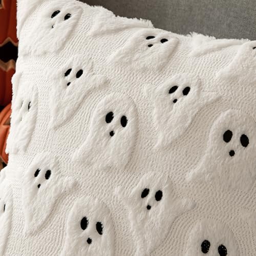MIULEE Cream White Halloween Pillow Covers Cute Ghost Decor Set of 2 20x20